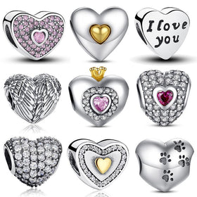 Sterling Silver Heart Shape Charm Beads