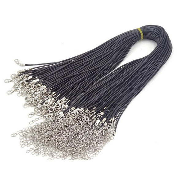 Wax Black Leather Necklace Chain