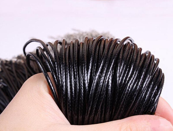 Wax Black Leather Necklace Chain