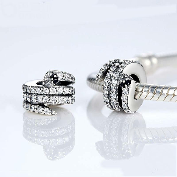 Sterling Silver Sparkling Snake Charms