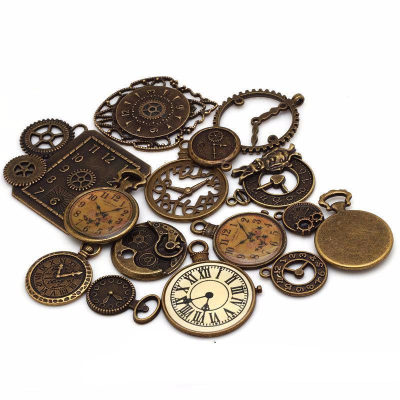 Antique Metal Mixed Clock Pendant