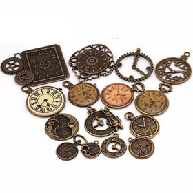 Antique Metal Mixed Clock Pendant