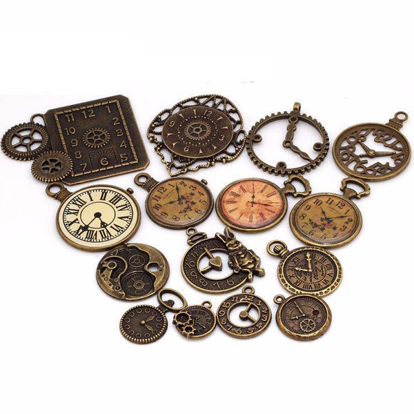 Antique Metal Mixed Clock Pendant