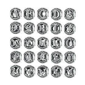 Silver Alphabet Letter Beads Charms