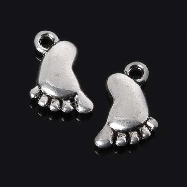 Antique Silver Foot Pendants