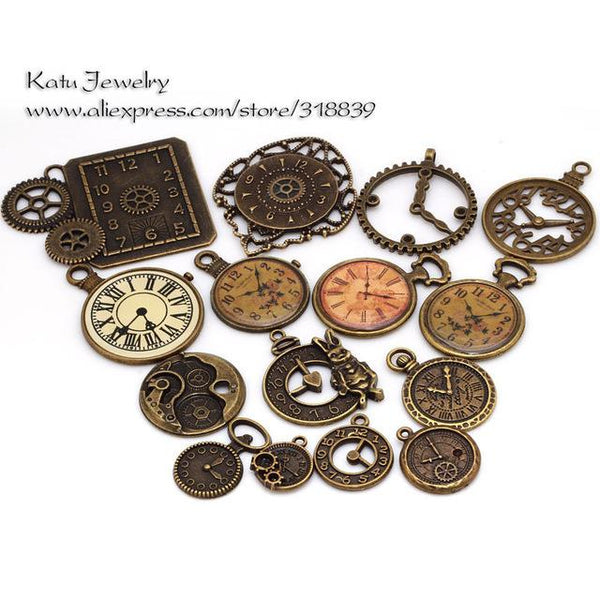 Antique Metal Mixed Clock Pendant