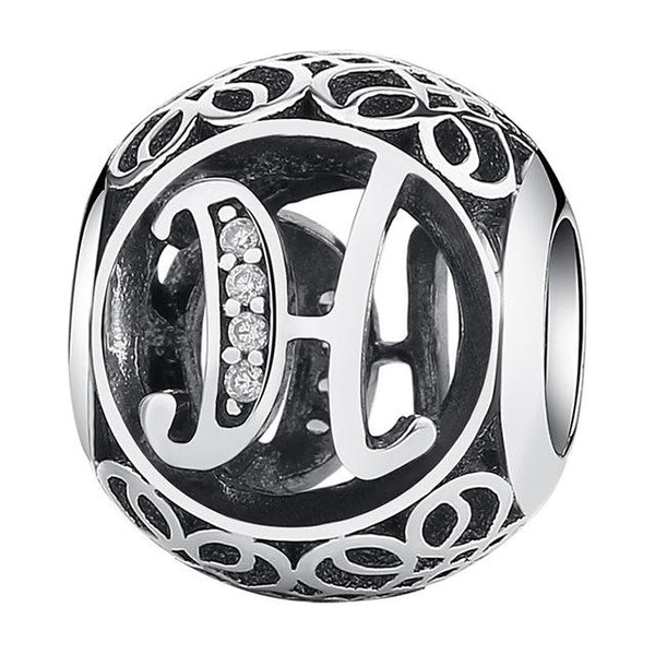 Silver Alphabet Letter Beads Charms