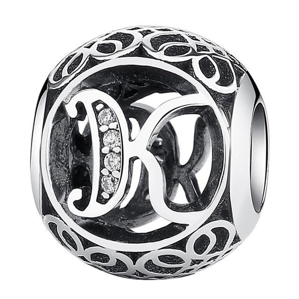 Silver Alphabet Letter Beads Charms