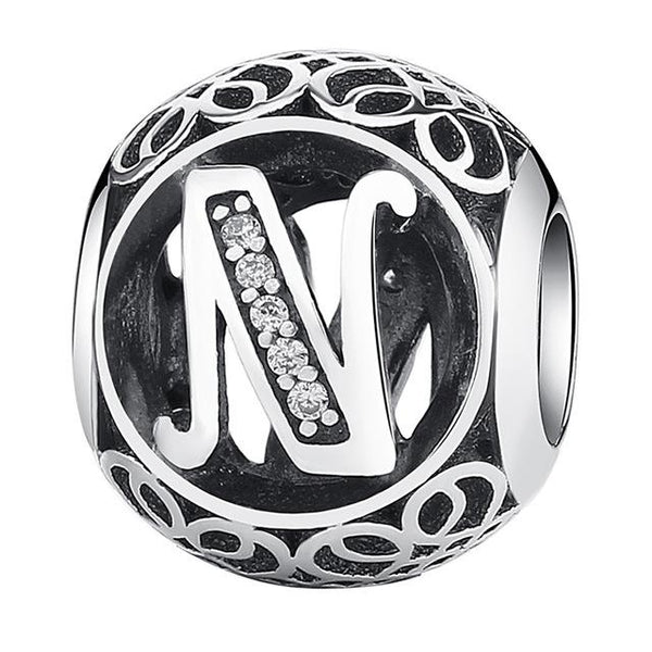 Silver Alphabet Letter Beads Charms