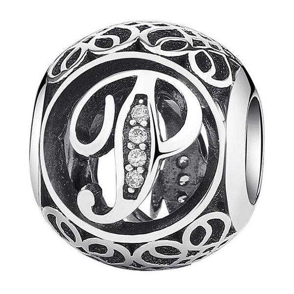 Silver Alphabet Letter Beads Charms