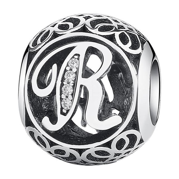 Silver Alphabet Letter Beads Charms