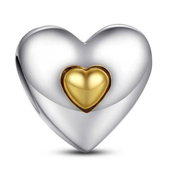 Sterling Silver Heart Shape Charm Beads