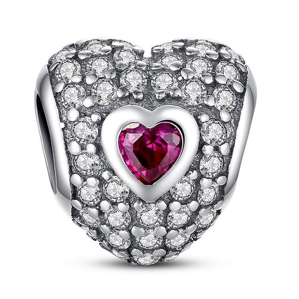 Sterling Silver Heart Shape Charm Beads