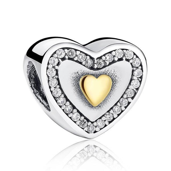 Sterling Silver Heart Shape Charm Beads