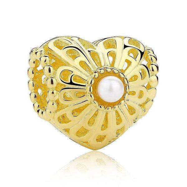 Sterling Silver Heart Shape Charm Beads