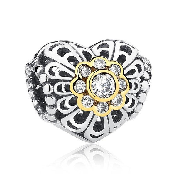 Sterling Silver Heart Shape Charm Beads