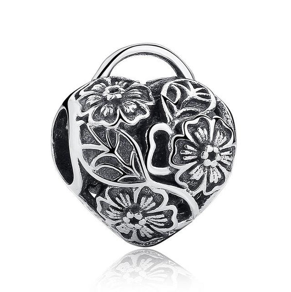 Sterling Silver Heart Shape Charm Beads