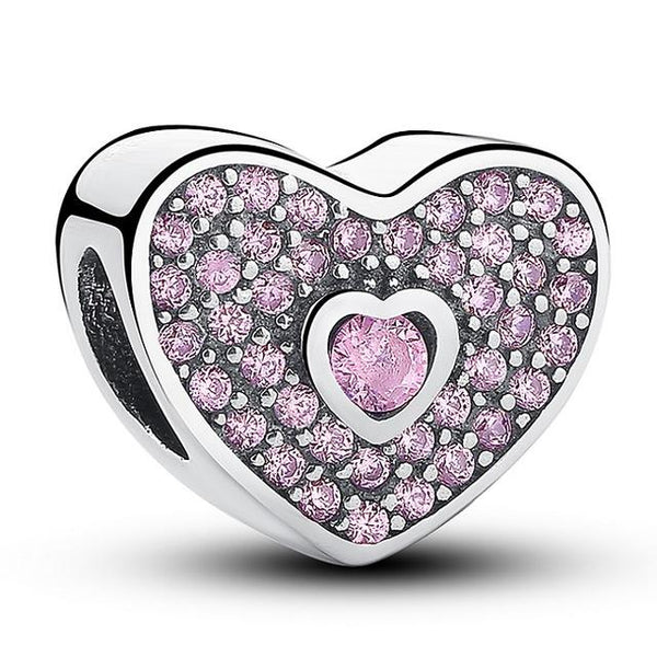 Sterling Silver Heart Shape Charm Beads