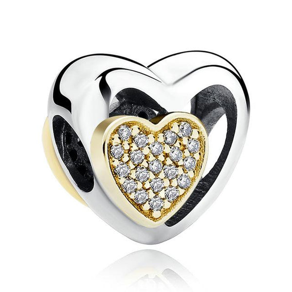 Sterling Silver Heart Shape Charm Beads