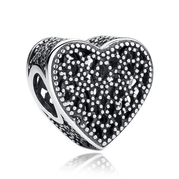 Sterling Silver Heart Shape Charm Beads