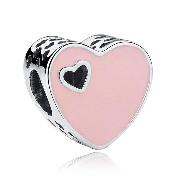 Sterling Silver Heart Shape Charm Beads