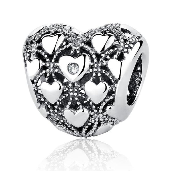 Sterling Silver Heart Shape Charm Beads