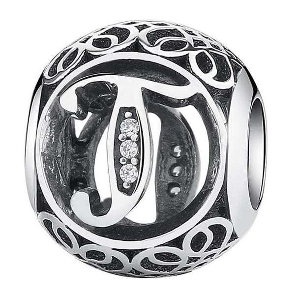 Silver Alphabet Letter Beads Charms