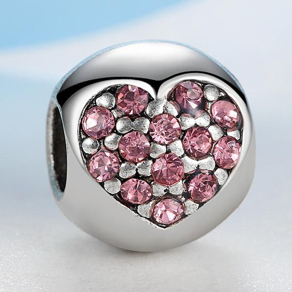 Silver Plated Bead Heart Beads