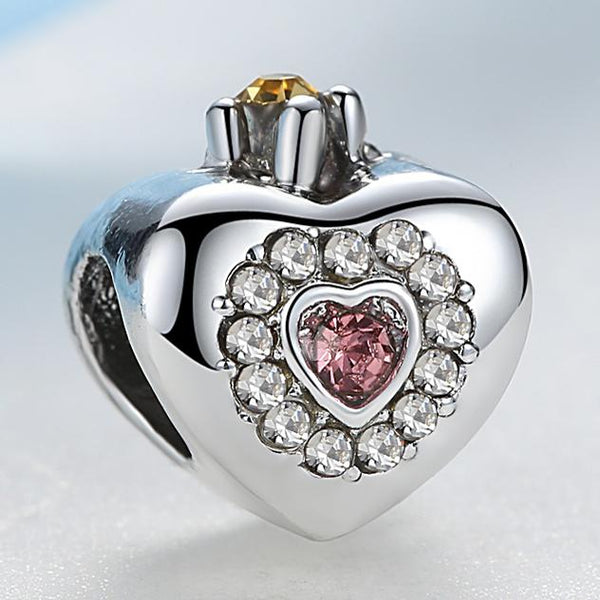 Silver Plated Bead Heart Beads