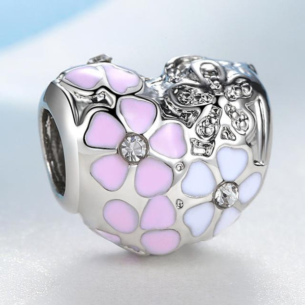 Silver Plated Bead Heart Beads