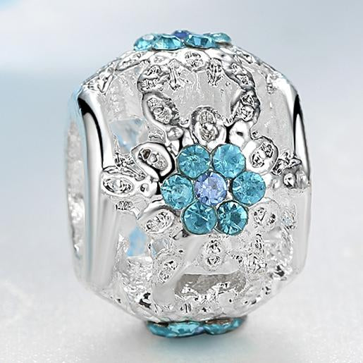 Silver Plated Bead Heart Beads