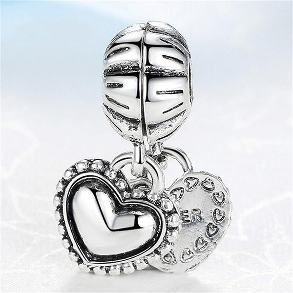 Silver Plated Bead Heart Beads