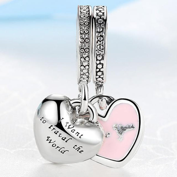 Silver Plated Bead Heart Beads